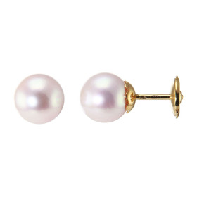  Boucles d oreilles Or Jaune 750 Perles culture Akoya Perles culture Akoya 8.5 à 9mm diamètre Système fermeture sécurisé A...