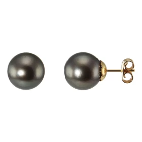  Boucles d oreilles Or Jaune 750 Perles Tahiti 10mm .Diamètre des perles : 10 à 10.5mm .Système fermeture : poussettes 