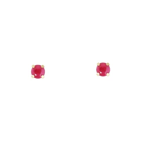 Boucles d oreilles Or Jaune 750 Rubis 3mm Boucles d oreilles type puces Rubis Pierres rondes 3mm diamètre (0,15 carat/pièc...