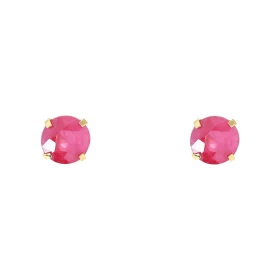 Boucles d oreilles Or Jaune 750 Rubis 5mm Boucles d oreilles type puces Rubis Pierres rondes 5mm diamètre (0,6 carat/pièce...