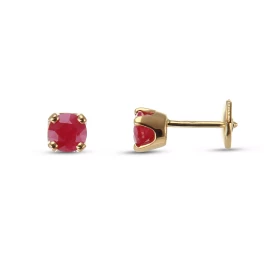 Boucles d oreilles Or Jaune 750 Rubis Ronds 4.5mm Rubis ronds 4.5mm diamètre Serti à 4 griffes Système fermeture sécurisé ...