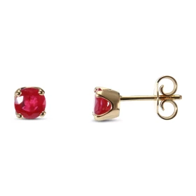  Boucles d oreilles Or Jaune 750 Rubis Rubis ronds 5mm diamètre (2 x 0,55 carat) Système fermeture : poussettes Poids tota...