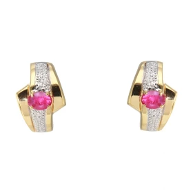 Boucles d oreilles 2 Ors 750/1000 Rubis Dimensions des pierres : 4 x 3 mm Dimensions du Motif : 12 x 8,5 mm 