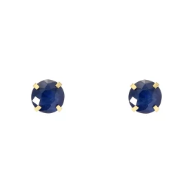Boucles d oreilles Or Jaune 750 Saphir 5mm Boucles d oreilles type puces Saphir Pierres rondes 5mm diamètre (0,6 carat/piè...