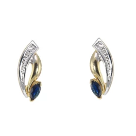 Boucles d oreilles 2 Ors 750/1000 Saphir Dimensions des pierres : 4 x 2 mm Dimensions du Motif : 12 x 6 mm 