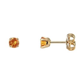  Boucles d oreilles Or Jaune 750 Saphir Orange 4mm Boucles d oreilles type puces Or jaune 750 Pierres rondes 4mm diamètre ...