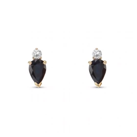 Boucles d oreilles Or Jaune 750 Saphir Poire 6x4mm Diamant Chaque boucle est sertie d un saphir poire 6x4mm d un diamant r...