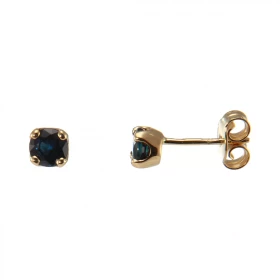  Boucles d oreilles Or Jaune 750 serties deux saphirs ronds 4,5mm diamètre ( 2 x 0,5 carat )   