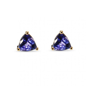  Boucles d oreilles Or Jaune 750 Tanzanite Trillion 6.5mm Pierres taille trillion 6.5mm coté qualité AAA Serti à griffes S...