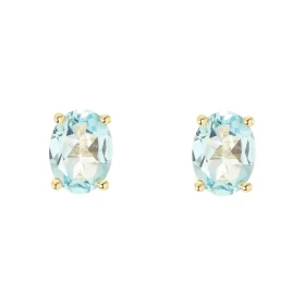 Boucles d oreilles Or Jaune 750 Topaze bleue traitée Ovale 8x6mm Boucles d oreilles type puces Or Jaune 750 Pierres ovales...