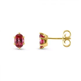  Boucles d oreilles Or Jaune serties Tourmalines roses 6x4mm ( 2 x 0,4 carat ) Serti à griffes Système fermetures : pousse...