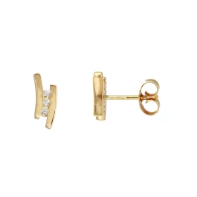 Boucles d oreilles Or Jaune serties 6 diamants pour un poids total 0,095 carat Dimensions du motif : 10 x 4 mm Couleur Dia...