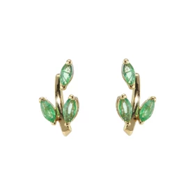 Boucles d oreilles Or Jaune 750/1000 Emeraude Dimensions des pierres : 4 x 2 mm Dimensions du motif : 11 x 6,5 mm 