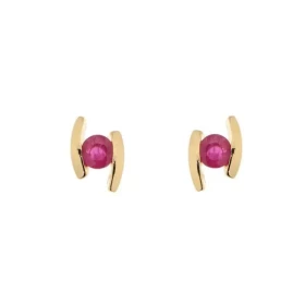 Boucles d oreilles Or Jaune 750 Rubis Ces boucles d oreilles sont serties pierres 3mm diamètre La dimension d un motif est...
