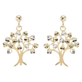 Boucles d oreilles pendantes 2 ors 375 Arbre vie Arbre vie effet ciselé sur les feuilles Dimensions d une boucle vue face ...