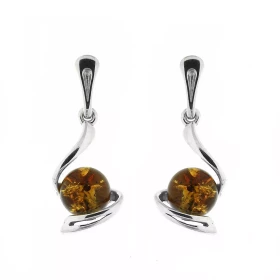 Boucles d oreilles Pendantes Ambre Boules Argent 925 Boucles d oreilles Argent 925 Ambre couleur cognac Ambres taillées bo...