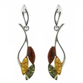 Boucles d oreilles Ambre Multicolore Argent 925 Boucles d oreilles Argent 925 Ambre multicolore (couleurs : miel, cognac v...