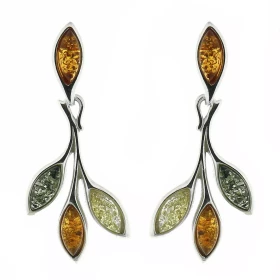 Boucles d oreilles Ambre Multicolore Argent 925 Boucles d oreilles Argent 925 Ambre multicolore (couleurs : miel, cognac v...