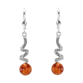 Boucles d oreilles Pendantes Ambre Rond 10mm Ambre couleur cognac Dimensions d une boucle (vue face) : 47x10mm Système fer...