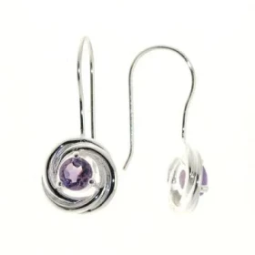 Boucles d oreilles Argent 925 Améthyste serties pierres 5mm diamètre Motifs composés d anneaux entrelacés (Diamètre du mot...
