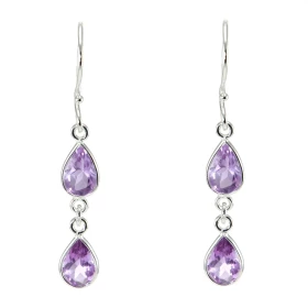  Boucles d oreilles Argent 925 Améthyste serties pierres forme poire Longueur : 4,5cm Dimensions des pierres : 10x6mm 