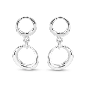 Boucles d oreilles pendantes argent rhodié composées 2 cercles 8 11mm diamètre Largeur : 11mm Longueur totale : 23mm Systè...
