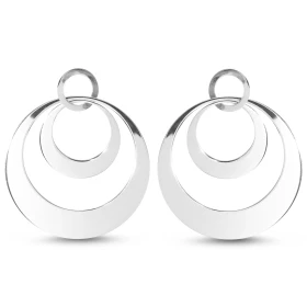 Boucles d oreilles pendantes argent rhodié composées 3 cercles Largeur : 40mm Longueur totale : 45mm Système d attache : p...