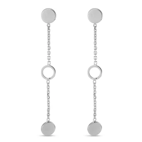 Boucles d oreilles pendantes argent rhodié composées 3 cercles sur une chaînette Largeur : 5mm Longueur totale : 45mm Syst...