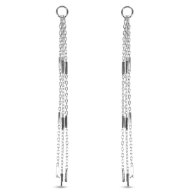 Boucles d oreilles pendantes argent rhodié composées 3 chaînettes maille fanatise Largeur : 5mm Longueur totale : 82mm Sys...