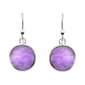 Boucles d oreilles Pendantes Argent 925 Améthyste Ronde 12mm Pierres rondes taille cabochon 12mm diamètre Dimensions d une...
