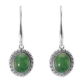 Boucles d oreilles Pendantes Argent 925 Aventurine Ovale 12x10mm Pierres ovales 12x10mm taillées cabochon Pierres fixées p...