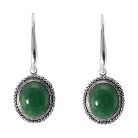 Boucles d oreilles Pendantes Argent 925 Aventurine Ovale 14x12mm Pierres ovales 14x12mm taillées cabochon Pierres fixées p...