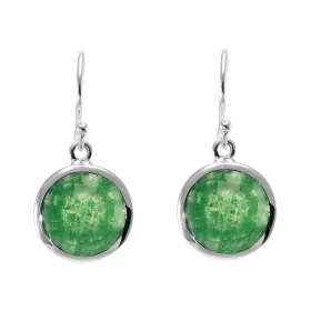  Boucles d oreilles Pendantes Argent 925 Aventurine Ronde facettée 9mm Pierres rondes facettées 9mm diamètre Dimensions d ...
