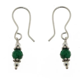 Boucles d oreilles Argent 925 Aventurine Pierre 5mm diamètre Longueur: 33 mm 