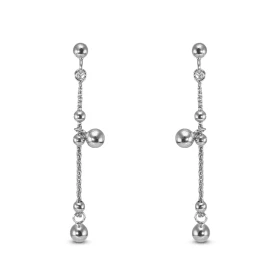 Boucles d oreilles pendantes argent rhodié composées 3 boules d argent 4mm diamètre d une chaînette 1,1mm large Largeur : ...