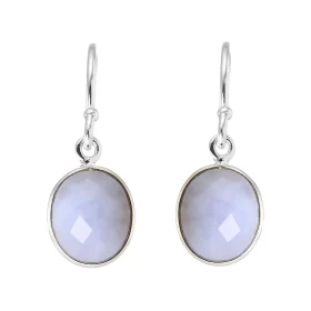 Boucles d oreilles Pendantes Argent 925 Calcédoine Bleue Ovale 12x10mm Pierres ovales facettées mesurant 12x10mm Dimension...