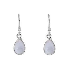 Boucles d oreilles Pendantes Argent 925 Calcédoine Poire 10x7mm Pierres 10x7mm taillées cabochon Système fermeture: croche...