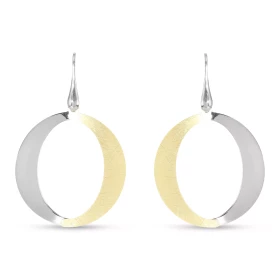 Boucles d oreilles pendantes argent rhodié argent doré forme cercle une partie brossée doré Largeur : 35mm Longueur totale...