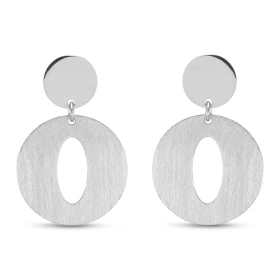 Boucles d oreilles pendantes argent rhodié composées d un cercle lisse d un cercle brossé Largeur : 20mm Longueur totale :...