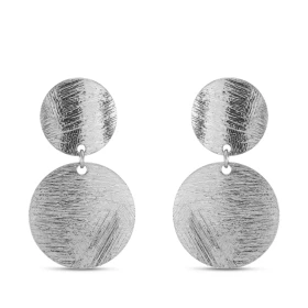 Boucles d oreilles pendantes argent rhodié composées 2 cercles argent brossé Largeur : 14mm Longueur totale : 24mm Système...