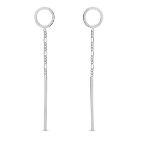 Boucles d oreilles pendantes argent rhodié composées d une chaînette 1,5mm large une barre 25mm long Largeur : 1,5mm Longu...