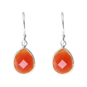 Boucles d oreilles Pendantes Argent 925 Cornaline Poire facettée 9x7mm Pierres forme poire facettées mesurant 9x7mm Dimens...