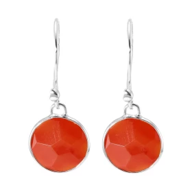Boucles d oreilles Argent 925 Cornaline Rondes 12mm Pierres rondes taillées à facettes 12mm diamètre Dimensions d une bouc...