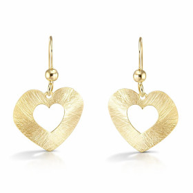 Boucles d oreilles pendantes argent 925 doré composées d un coeur argent brossé 16x15mm Longueur totale : 25mm Système d a...