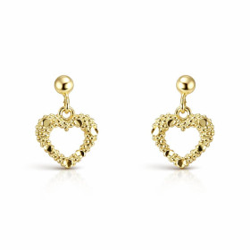 Boucles d oreilles pendantes argent 925 doré composées d un coeur texturé 10x9mm Longueur totale : 14mm Système d attache ...