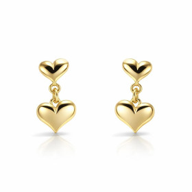 Boucles d oreilles pendantes argent 925 doré composées 2 coeurs 6x5 8x6mm Longueur totale : 11mm Système d attache : pouss...