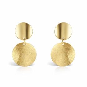 Boucles d oreilles pendantes argent 925 doré composé d un disque lisse un disque argent doré brossé 14mm dimètre Longueur ...