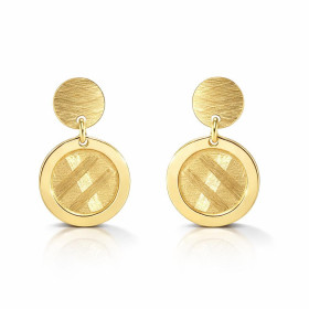 Boucles d oreilles pendantes argent 925 doré composées 2 disque argent brossé dont le plus grand mesure 11mm diamètre Long...