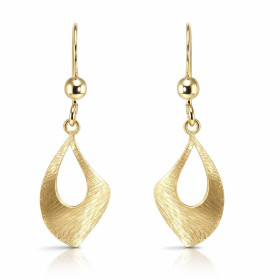 Boucles d oreilles pendantes argent 925 doré composées d une goutte ondulée argent brossé 10x17mm Longueur totale : 30mm S...