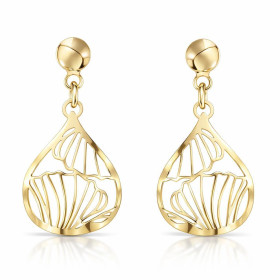 Boucles d oreilles pendantes argent 925 doré composées d une goutte ajourée fleurs Largeur : 15mm Longueur totale : 27mm S...